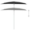 Demi-parasol de jardin avec mât 180x90 cm noir 