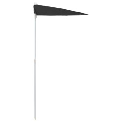 Demi-parasol de jardin avec mât 180x90 cm noir 