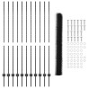Set de clôture de jardin Pack de 2 Gris Métal 25 x 1.5 m 