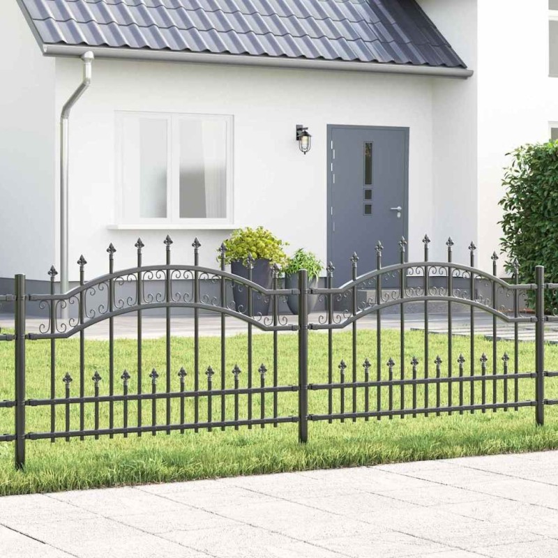 Clôture de jardin Gris 115 cm Acier peint par poudre 