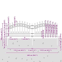Clôture de jardin Gris 115 cm Acier peint par poudre 