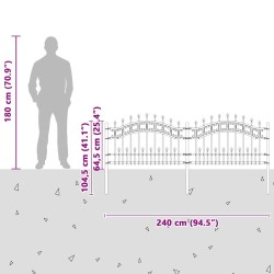 Clôture de jardin Gris 115 cm Acier peint par poudre 