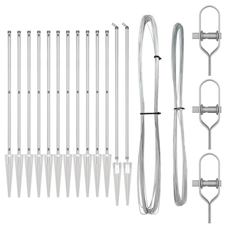 Poteaux de clôture 13 pcs Argent Ø32mm 160 cm Acier galvanisé 
