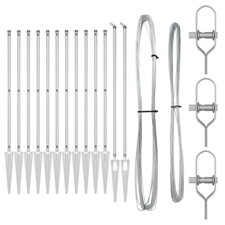Poteaux de clôture 13 pcs Argent Ø32mm 160 cm Acier galvanisé 