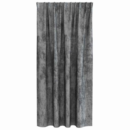 Rideaux en velours (2 pièces) avec œillets gris, 175 x 140 cm 