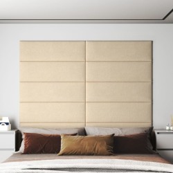 Panneaux muraux 12 pcs Crème 90x30 cm Tissu 3,24 m² 
