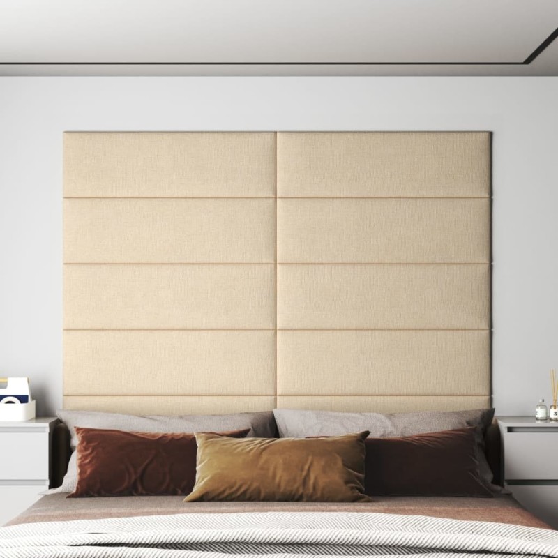 Panneaux muraux 12 pcs Crème 90x30 cm Tissu 3,24 m² 