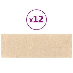 Panneaux muraux 12 pcs Crème 90x30 cm Tissu 3,24 m² 