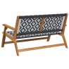Banc de jardin Noir et blanc 122x76x73.5 cm Bois massif d'acacia 