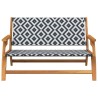 Banc de jardin Noir et blanc 122x76x73.5 cm Bois massif d'acacia 