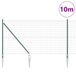 Clôture Euro avec 7 poteaux en pointe 1 x 10 m en acier galvanisé vert 