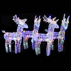 Rennes de Noël 4 pcs 160 LED Multicolore Acrylique 