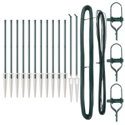Ensemble de poteaux de clôture 13 pcs Vert Ø32mm 100 cm Métal 