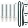 Ensemble de poteaux de clôture 13 pcs Vert Ø32mm 100 cm Métal 