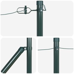 Ensemble de poteaux de clôture 13 pcs Vert Ø32mm 100 cm Métal 