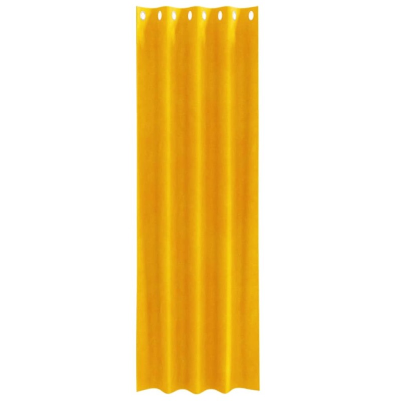 Rideaux occultants avec œillets 2 pcs Jaune moutarde Velours 