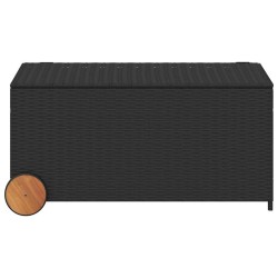 Boîte de rangement de jardin et roues noir 190L résine tressée 