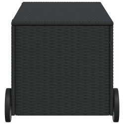 Boîte de rangement de jardin et roues noir 190L résine tressée 