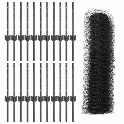 Piquets de Clôture 11 pcs U-Channel Gris 40 cm Acier 
