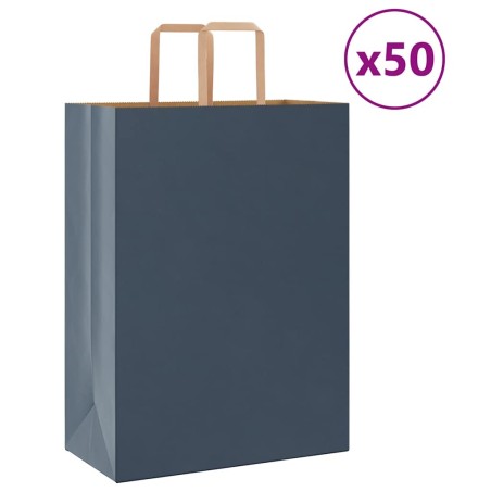 Sacs en papier 50 pcs avec poignées bleu 32x17x44 cm 