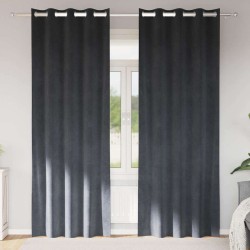Rideaux occultants avec œillets 2 pcs en velours gris clair 