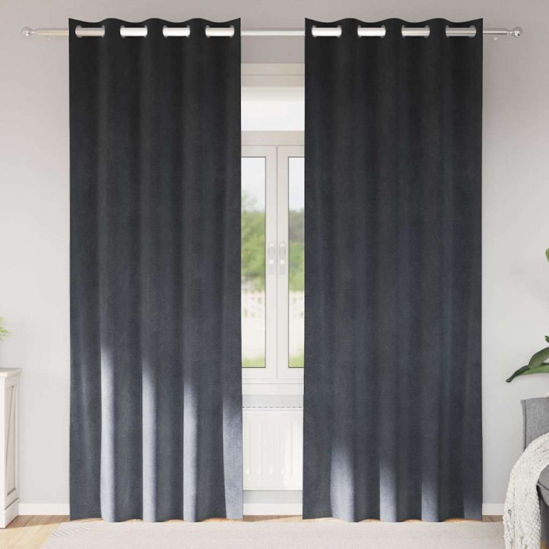 Rideaux occultants avec œillets 2 pcs en velours gris clair 