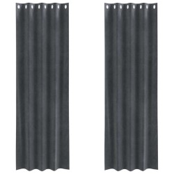 Rideaux occultants avec œillets 2 pcs en velours gris clair 