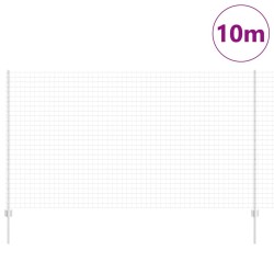 Clôture Euro avec 10 poteaux argentés 1,4x10 m en acier 