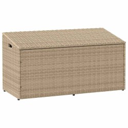 Boîte de rangement de jardin beige 110x50x58 cm résine tressée 