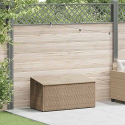 Boîte de rangement de jardin beige 110x50x58 cm résine tressée 