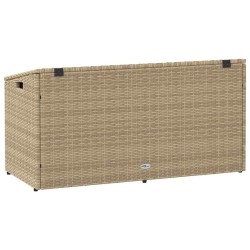 Boîte de rangement de jardin beige 110x50x58 cm résine tressée 