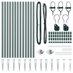 Set de poteaux de clôture 13 pcs Vert Ø32mm 160 cm Métal 