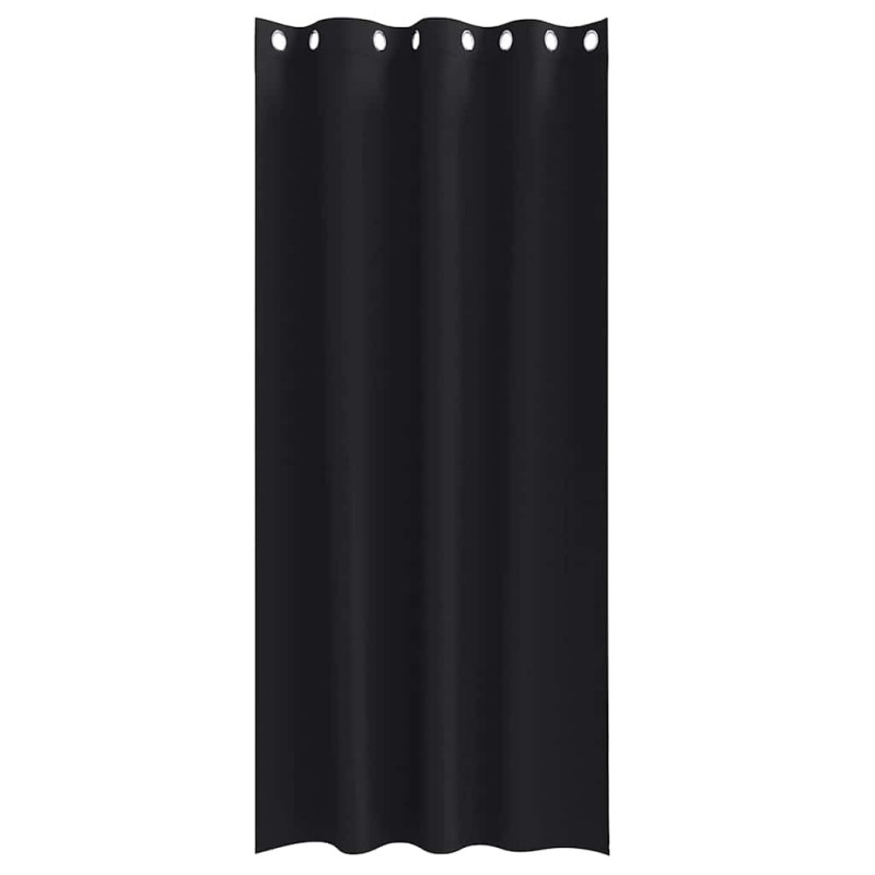 Rideaux avec des rideaux 2 pcs Noir 225 x 140 cm Polyester 