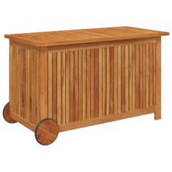 Boîte de rangement de jardin avec roues 90x50x58 cm Bois acacia 