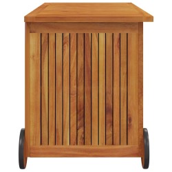 Boîte de rangement de jardin avec roues 90x50x58 cm Bois acacia 