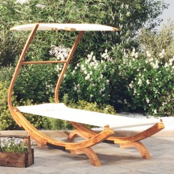 Lit repos avec auvent 100x190x134 cm Bois courbé massif Crème 