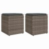 Tabourets jardin coussins lot de 2 gris 40x40x43 cm poly rotin 