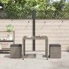 Tabourets jardin coussins lot de 2 gris 40x40x43 cm poly rotin 