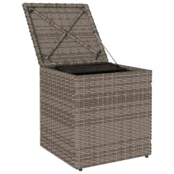 Tabourets jardin coussins lot de 2 gris 40x40x43 cm poly rotin 