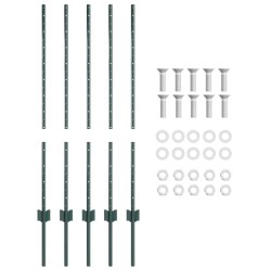 Poteaux de clôture 5 pcs en U vert de 100 cm en acier 