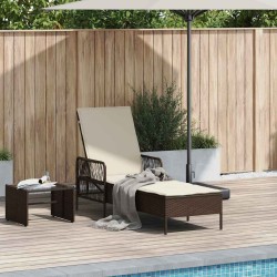 Chaise Longue Marron et crème Rattan PE 157 x 55 x 92 cm Pliable 