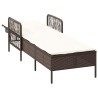 Chaise Longue Marron et crème Rattan PE 157 x 55 x 92 cm Pliable 