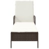 Chaise Longue Marron et crème Rattan PE 157 x 55 x 92 cm Pliable 