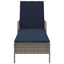 Chaise longue Grise PE Rattan 157 x 55 x 92 cm Pliable 