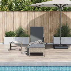 Chaise Longue Gris Clair Rotin PE 157 x 55 x 92 cm Pliable 