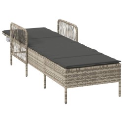 Chaise Longue Gris Clair Rotin PE 157 x 55 x 92 cm Pliable 