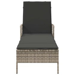 Chaise Longue Gris Clair Rotin PE 157 x 55 x 92 cm Pliable 
