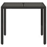 Table de jardin dessus en verre Noir 90x90x75 cm Résine tressée 