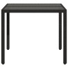 Table de jardin dessus en verre Noir 90x90x75 cm Résine tressée 