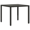Table de jardin dessus en verre Noir 90x90x75 cm Résine tressée 